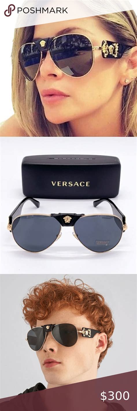 authentic versace ve2150q 1002 87 black gold sunglasses frame 330|Versace VE2150Q XXL (62 .